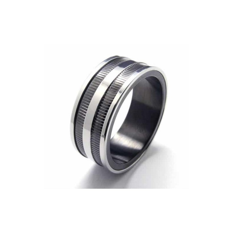 Anel De Titânio Preto Com Duas Ranhuras De 8 Mm Anel De Titânio Preto Com Duas Ranhuras De 8 Mm