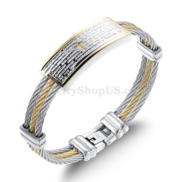 Pulseira Masculina De Titânio Com Cruz Dourada E Prateada C759