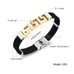 Pulseira Masculina De Titânio Dourado Oco C996