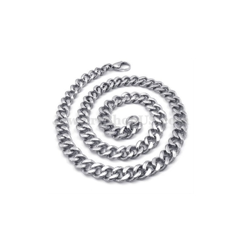 Colar De Corrente De Titânio Masculino Prateado Sexy