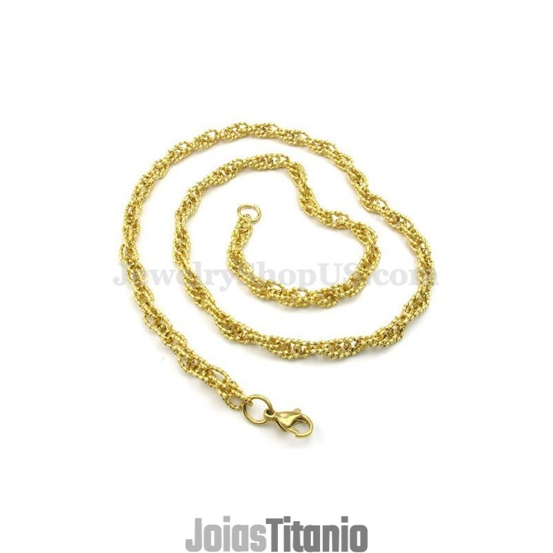 Corrente De Colar De Titânio Dourada Masculina Em Promoção