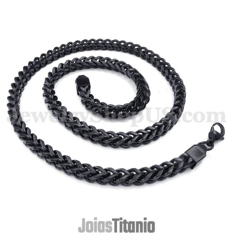 Colar Com Corrente De Titânio Preto Requintado Para Homens Colar Com Corrente De Titânio Preto Requintado Para Homens