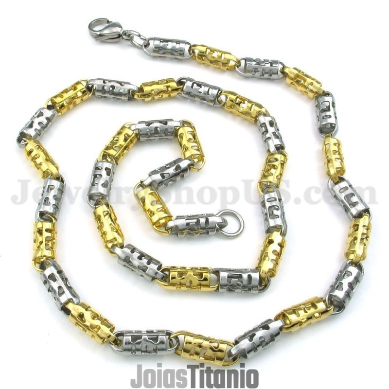 Colar De Corrente De Titânio Masculino De Ouro Requintado Colar De Corrente De Titânio Masculino De Ouro Requintado