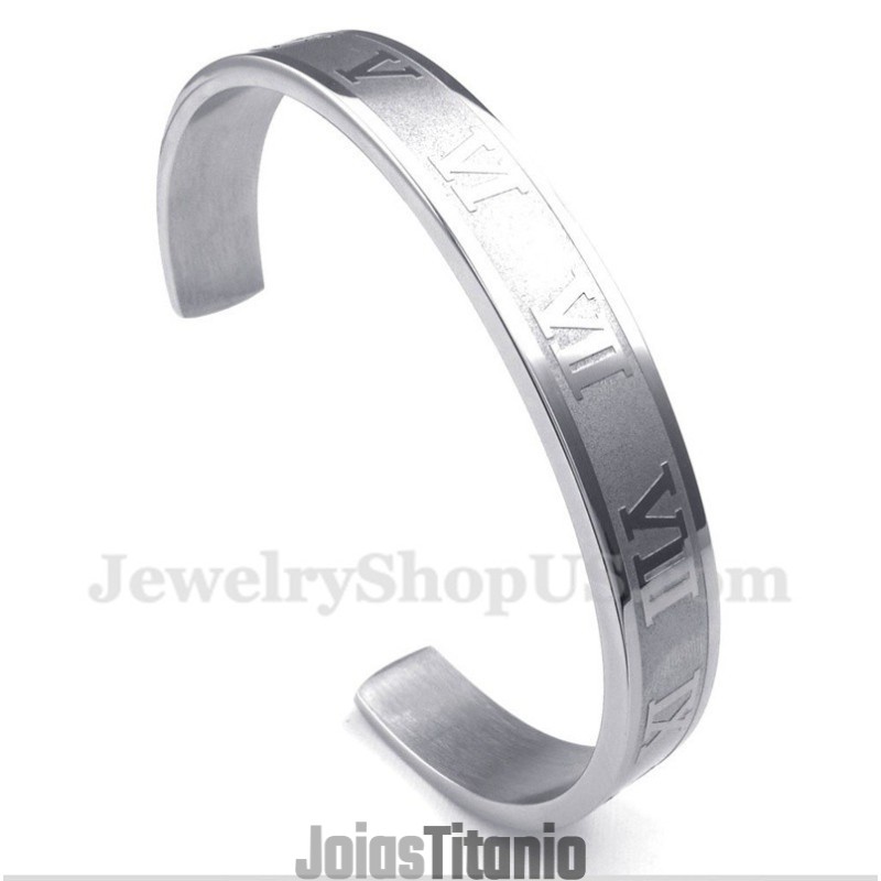 Pulseira Masculina De Titânio Com Algarismos Romanos Pulseira Masculina De Titânio Com Algarismos Romanos