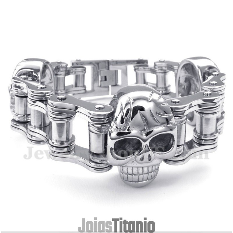 Pulseira De Bicicleta De Titânio Com Caveira Masculina