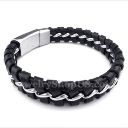 Pulseira Masculina De Couro De Titânio