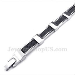 Pulseira Masculina De Borracha Com Padrão Grego Meandro Em Titânio