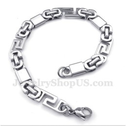 Pulseira Masculina De Titânio Com Padrão Grego Meandro