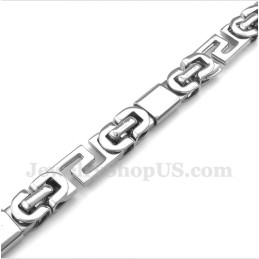 Pulseira Masculina De Titânio Com Padrão Grego Meandro