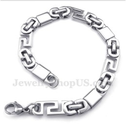 Pulseira Masculina De Titânio Com Padrão Grego Meandro