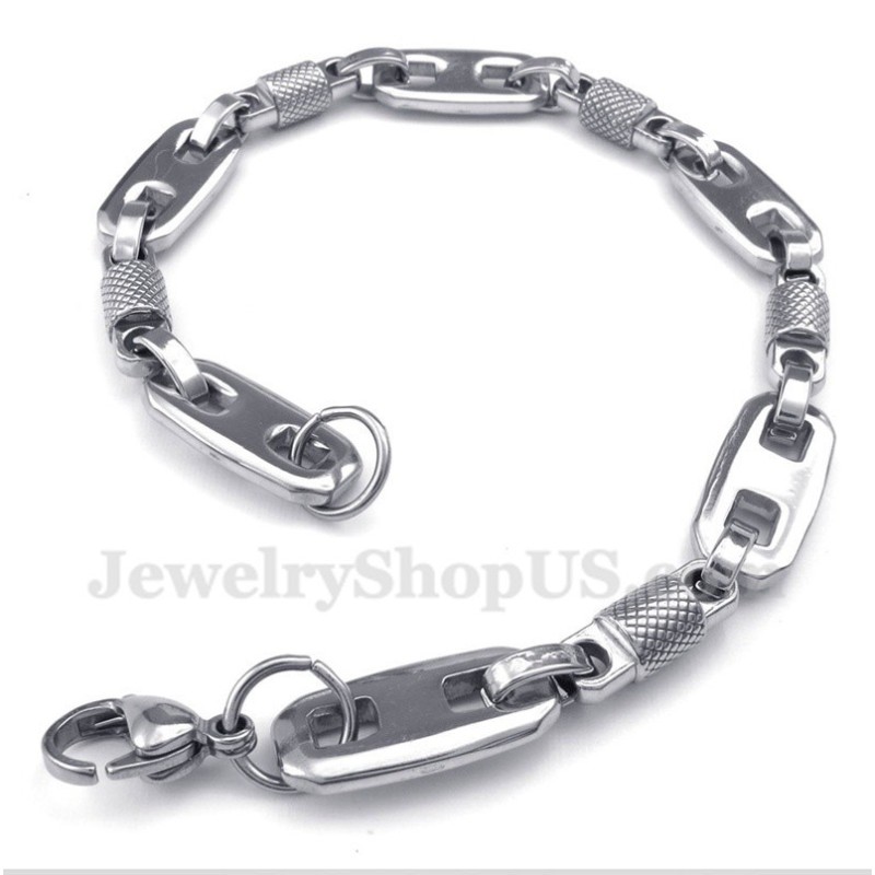 Pulseira Masculina De Contas Redondas De Titânio