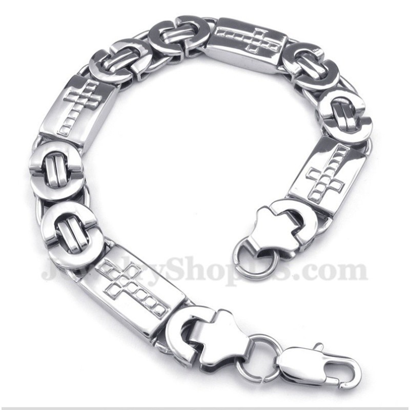 Pulseira Masculina De Titânio Com Cruz