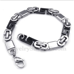 Pulseira Masculina Preta Com Padrão Grego Meandro Em Titânio