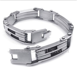 Pulseira Masculina De Titânio Com Cabo Preto
