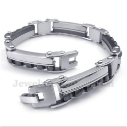 Pulseira Masculina De Titânio Preto Serrilhada