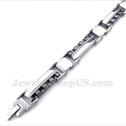 Pulseira Masculina De Titânio Preto Serrilhada