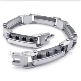 Pulseira Masculina De Titânio Preto Serrilhada