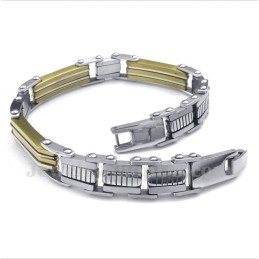 Pulseira Masculina Trapézio De Titânio E Ouro