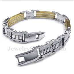 Pulseira Masculina Trapézio De Titânio E Ouro