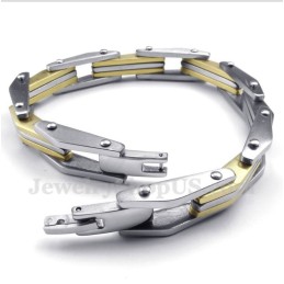 Pulseira Masculina De Titânio E Ouro