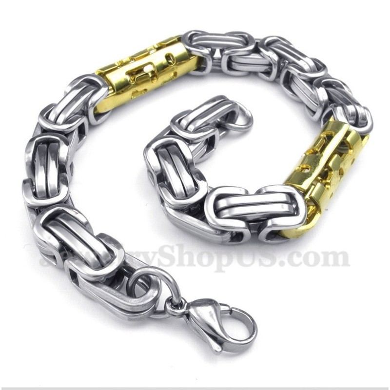 Pulseira Masculina De Cilindro De Titânio E Ouro