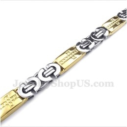 Pulseira Masculina De Titânio E Ouro Com Cruz