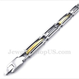 Pulseira Masculina De Titânio E Ouro