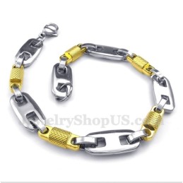 Pulseira Masculina De Cilindro De Titânio E Ouro