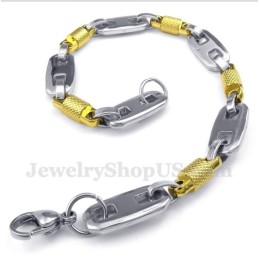 Pulseira Masculina De Cilindro De Titânio E Ouro