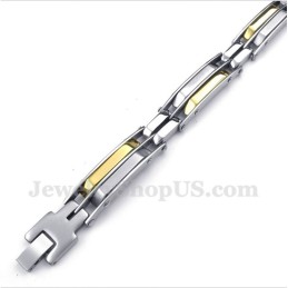 Pulseira Masculina De Titânio Com Cabo Dourado