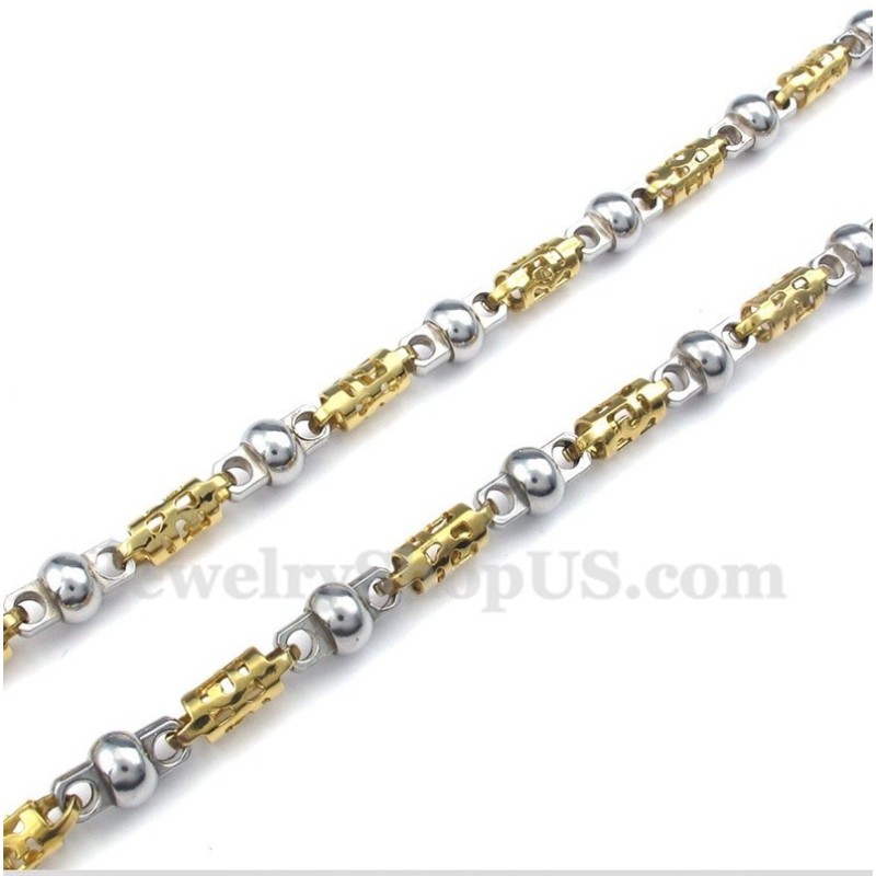 Colar Masculino Vazado Em Titânio E Ouro Colar Masculino Vazado Em Titânio E Ouro