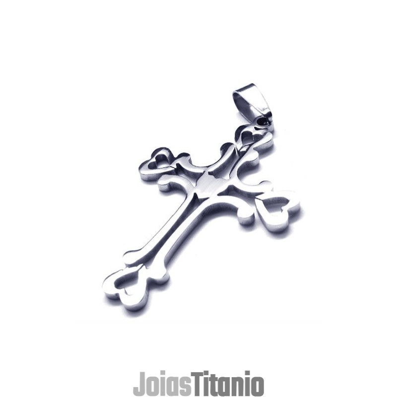 Pingente De Titânio Com Cruz De Amor Em Forma De Coração Pingente De Titânio Com Cruz De Amor Em Forma De Coração