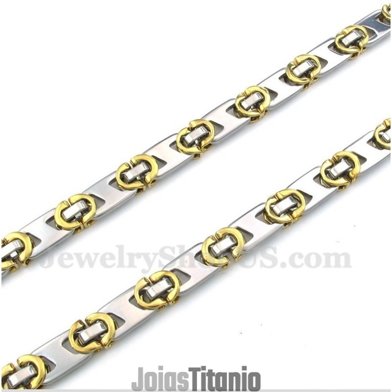Colar Masculino De Titânio E Ouro Meio Crescente Colar Masculino De Titânio E Ouro Meio Crescente