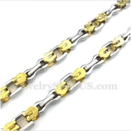 Colar Masculino Em Camadas De Ouro E Titânio