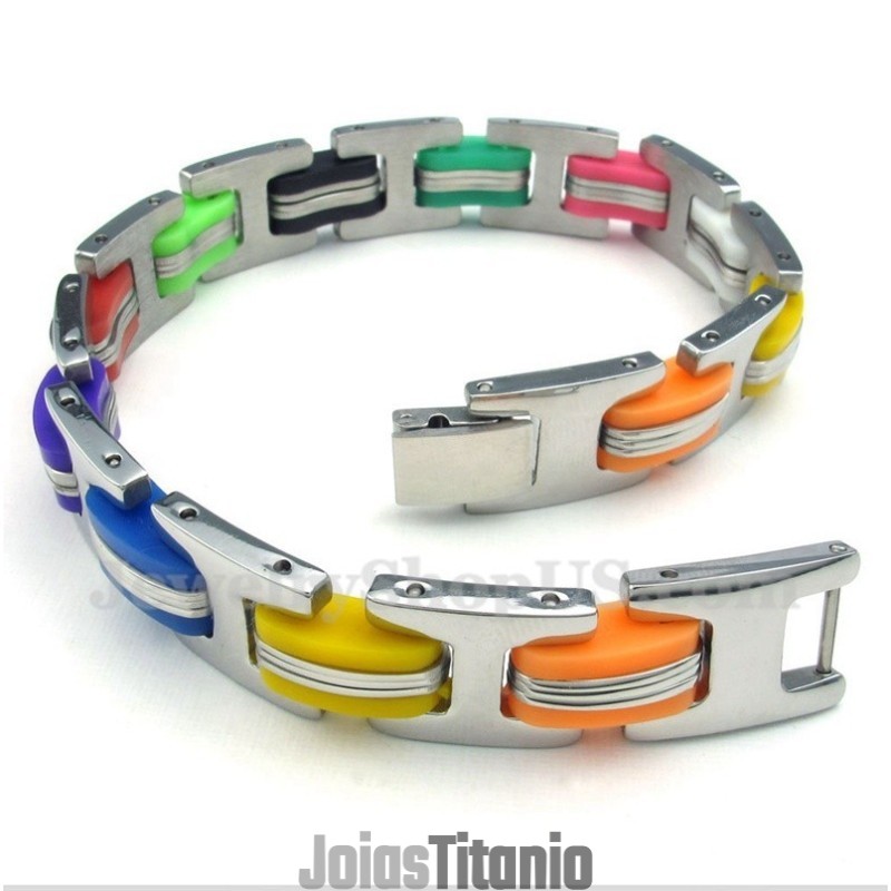 Pulseira De Borracha Colorida De Titânio Masculina Pulseira De Borracha Colorida De Titânio Masculina