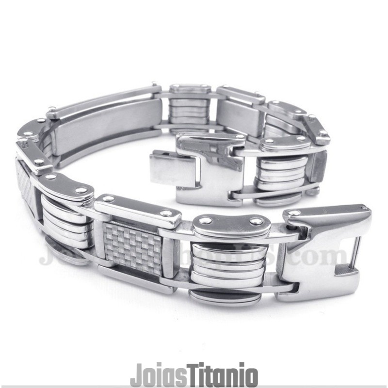 Pulseira Masculina De Fibra De Carbono Branca De Titânio Pulseira Masculina De Fibra De Carbono Branca De Titânio