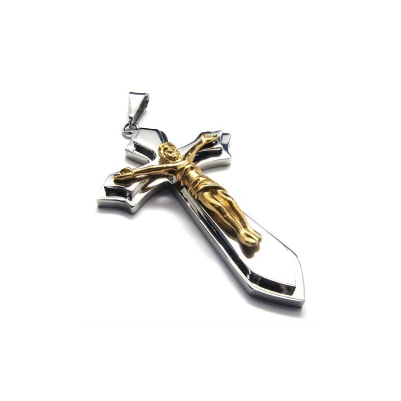 Pingente De Titânio Com Duas Camadas Cruzadas (Dourado)