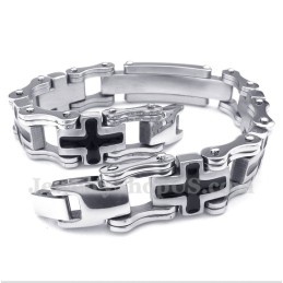 Pulseira Masculina Cruz Preta De Titânio