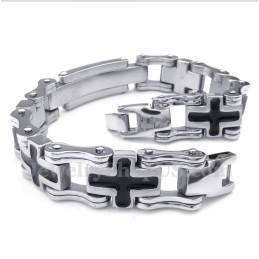 Pulseira Masculina Cruz Preta De Titânio