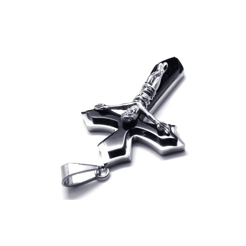 Pingente De Titânio Com Duas Camadas Cruzadas (Prata)