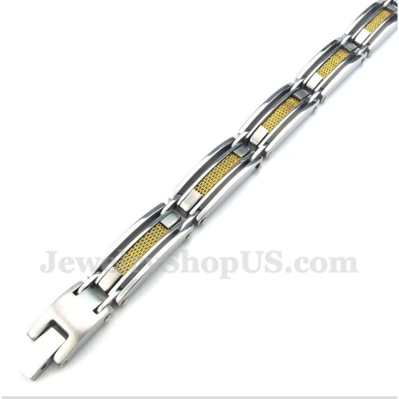 Pulseira Masculina De Titânio Com Cabo Dourado Pulseira Masculina De Titânio Com Cabo Dourado