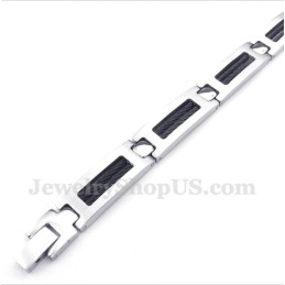 Pulseira Masculina De Titânio Com Cabo Preto
