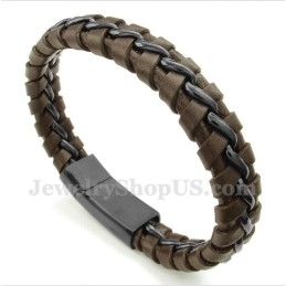 Pulseira Masculina De Couro De Titânio