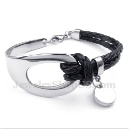 Pulseira Masculina De Couro De Titânio