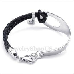 Pulseira Masculina De Couro De Titânio