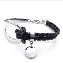 Pulseira Masculina De Couro De Titânio