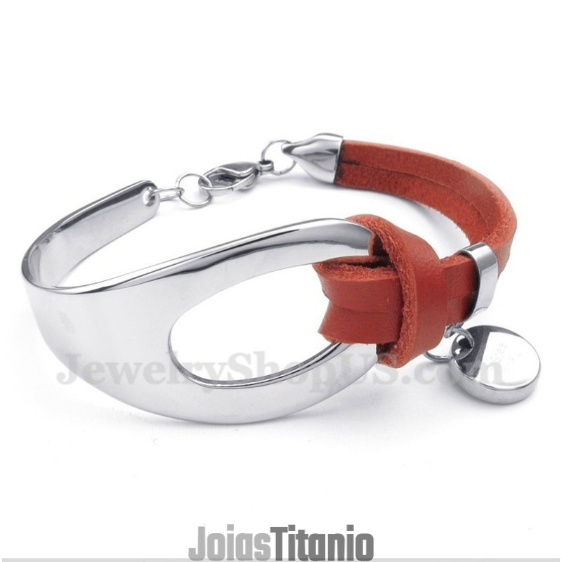 Pulseira Masculina De Couro De Titânio Pulseira Masculina De Couro De Titânio