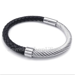 Pulseira Masculina De Couro De Titânio
