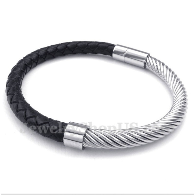 Pulseira Masculina De Couro De Titânio Pulseira Masculina De Couro De Titânio