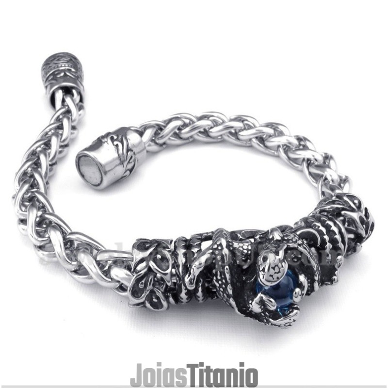Pulseira Masculina De Titânio Fundido Com Diamante Azul Pulseira Masculina De Titânio Fundido Com Diamante Azul